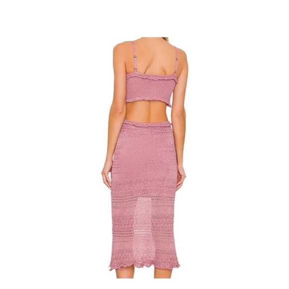 MISA Los Angeles Skye Dress Pink Crochet Midi - Picture 2 of 2